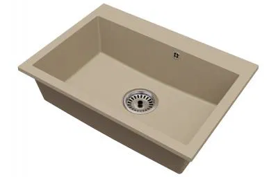 Granitový dřez ELITE béžový + sifon chrom 70 x 50 x 21 cm
