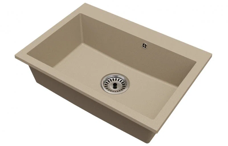 Granitový dřez ELITE béžový + sifon chrom 70 x 50 x 21 cm