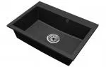 Granitový dřez ELITE černý + sifon chrom 70 x 50 x 21 cm
