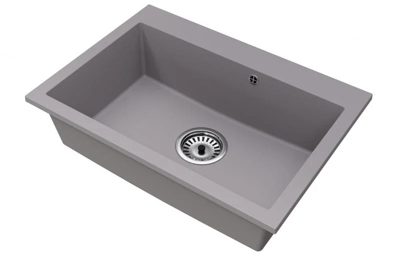 Granitový dřez ELITE šedý + sifon chrom 70 x 50 x 21 cm