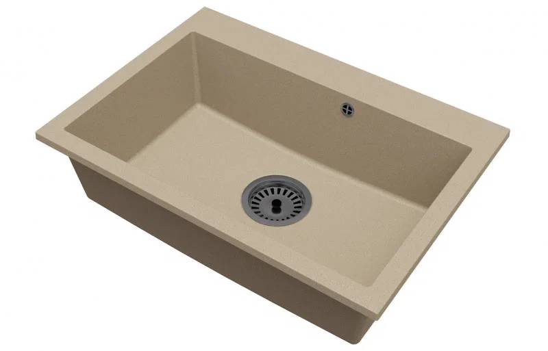 Granitový dřez ELITE béžový + sifon černý 70 x 50 x 21 cm