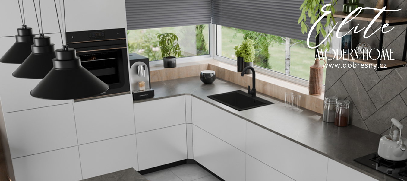 Granitový drez ELITE čierny s textúrou žuly + sifón chróm 80 x 50 x 21 cm