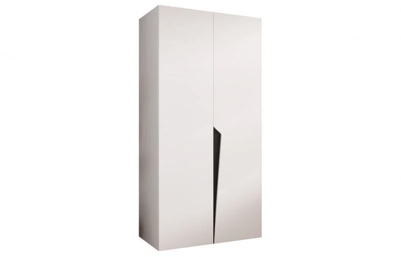 Šatní skříň PIANO 1, 100x52x202 cm | Bílá mat / černé úchyty