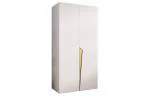Šatní skříň PIANO 1, 100x52x202 cm | Bílá mat / zlaté úchyty