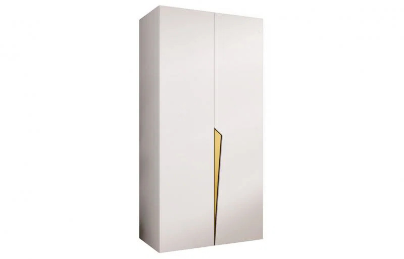 Šatní skříň PIANO 1, 100x52x202 cm | Bílá mat / zlaté úchyty