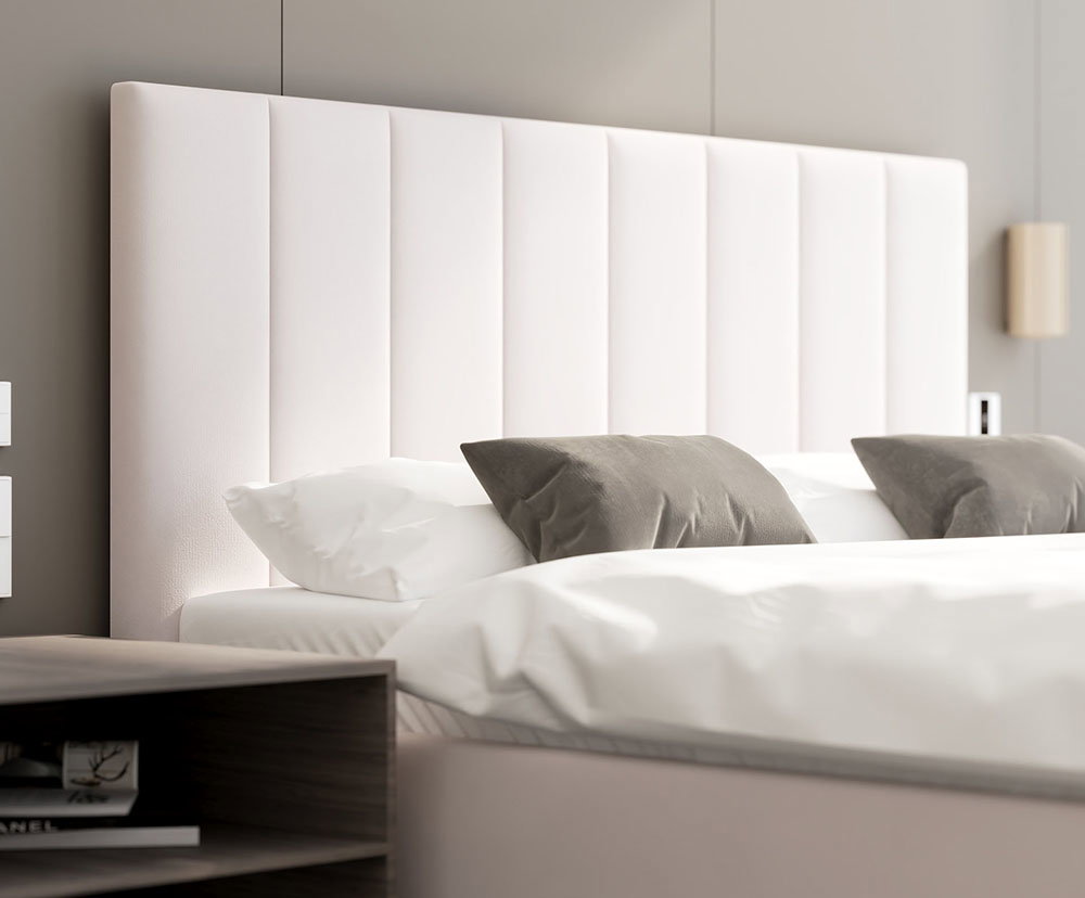 Čalúnená posteľ AUSTIN 90x200cm Biela Paris s úložným priestorom kovový rošt