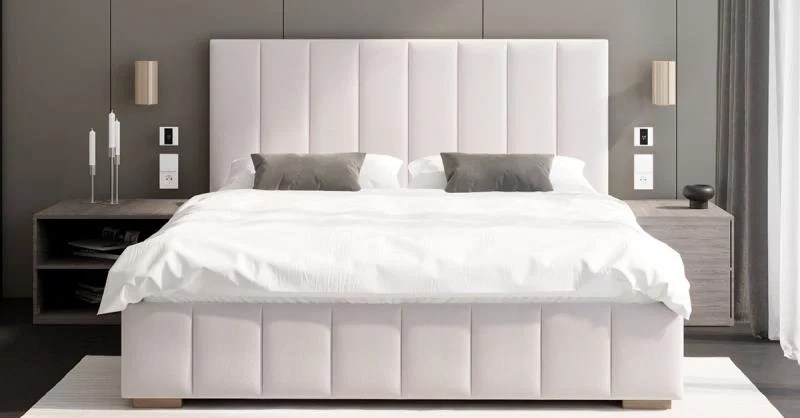Čalouněná postel AUSTIN 90x200cm Bílá Paris s úložným prostorem kovový rošt
