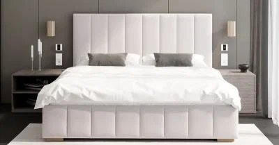 Čalouněná postel AUSTIN 180x200cm Bílá Paris s úložným prostorem kovový rošt