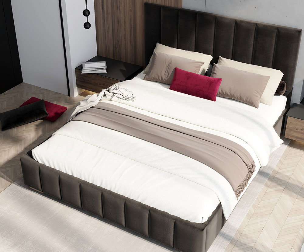 Čalúnená posteľ AUSTIN 140x200cm Čierna Paris s úložným priestorom kovový rošt