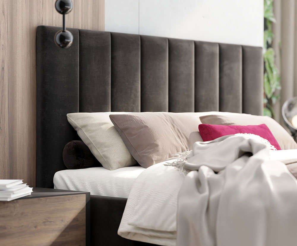 Čalúnená posteľ AUSTIN 140x200cm Čierna Paris s úložným priestorom kovový rošt