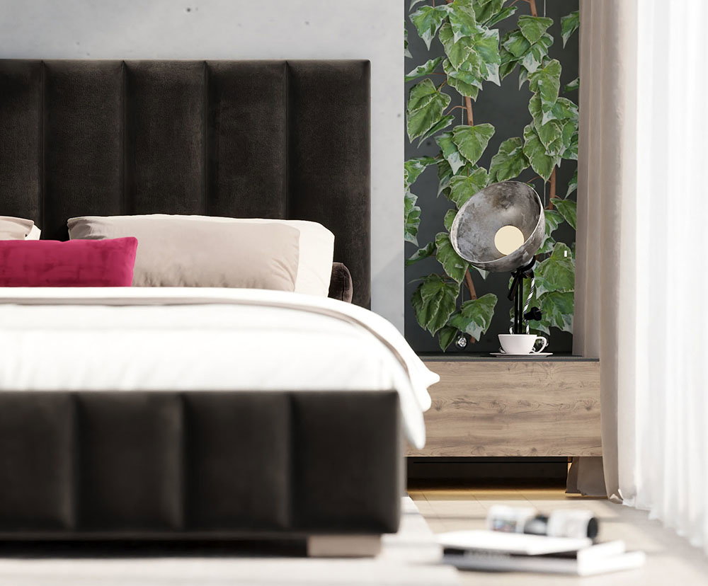 Čalúnená posteľ AUSTIN 160x200cm Čierna Paris s úložným priestorom kovový rošt