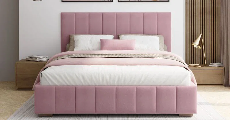 Čalouněná postel AUSTIN 90x200cm Růžová Paris s úložným prostorem kovový rošt