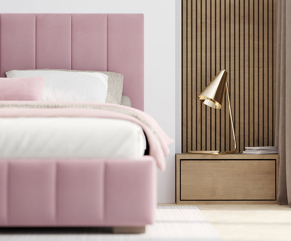 Čalúnená posteľ AUSTIN 120x200cm Ružová Paris s úložným priestorom kovový rošt