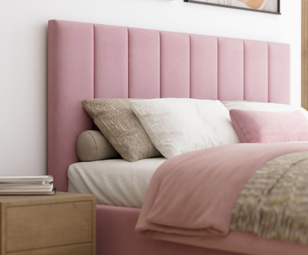 Čalúnená posteľ AUSTIN 140x200cm Ružová Paris s úložným priestorom kovový rošt