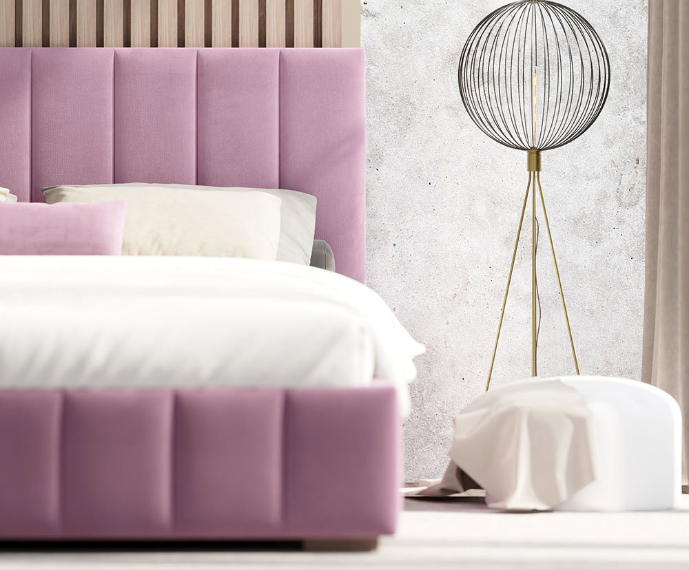 Čalúnená posteľ AUSTIN 120x200cm Fialová Paris s úložným priestorom kovový rošt
