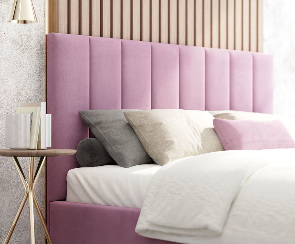 Čalúnená posteľ AUSTIN 160x200cm Fialová Paris s úložným priestorom kovový rošt