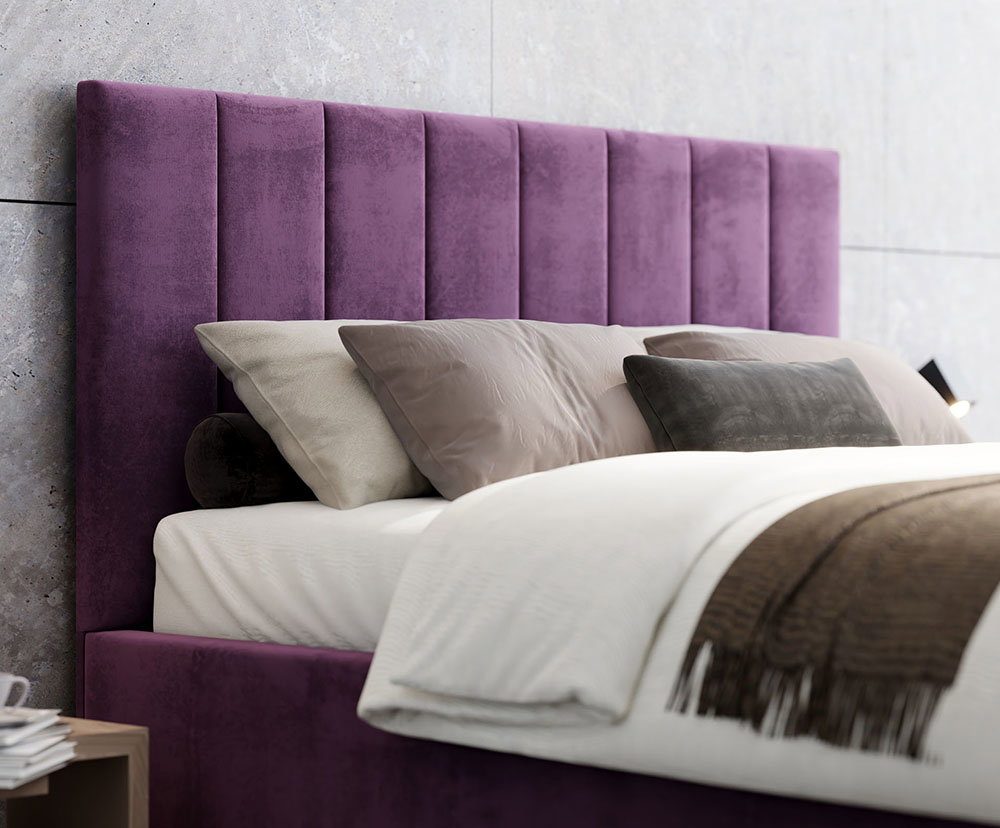 Čalúnená posteľ AUSTIN 120x200cm Tmavo fialová Paris s úložným priestorom kovový rošt