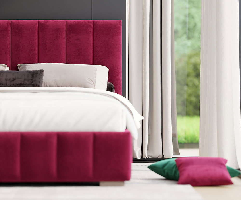 Čalúnená posteľ AUSTIN 140x200cm Vínová Paris s úložným priestorom kovový rošt