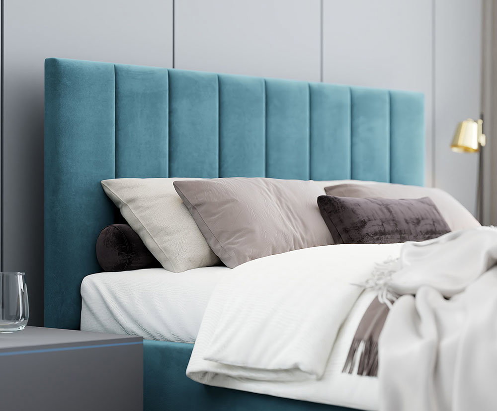 Čalúnená posteľ AUSTIN 180x200cm Modrá Paris s úložným priestorom kovový rošt