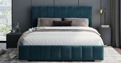 Čalouněná postel AUSTIN 180x200cm Modrá Paris s úložným prostorem kovový rošt