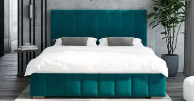 Čalouněná postel AUSTIN 140x200cm Tyrkysová Paris s úložným prostorem kovový rošt