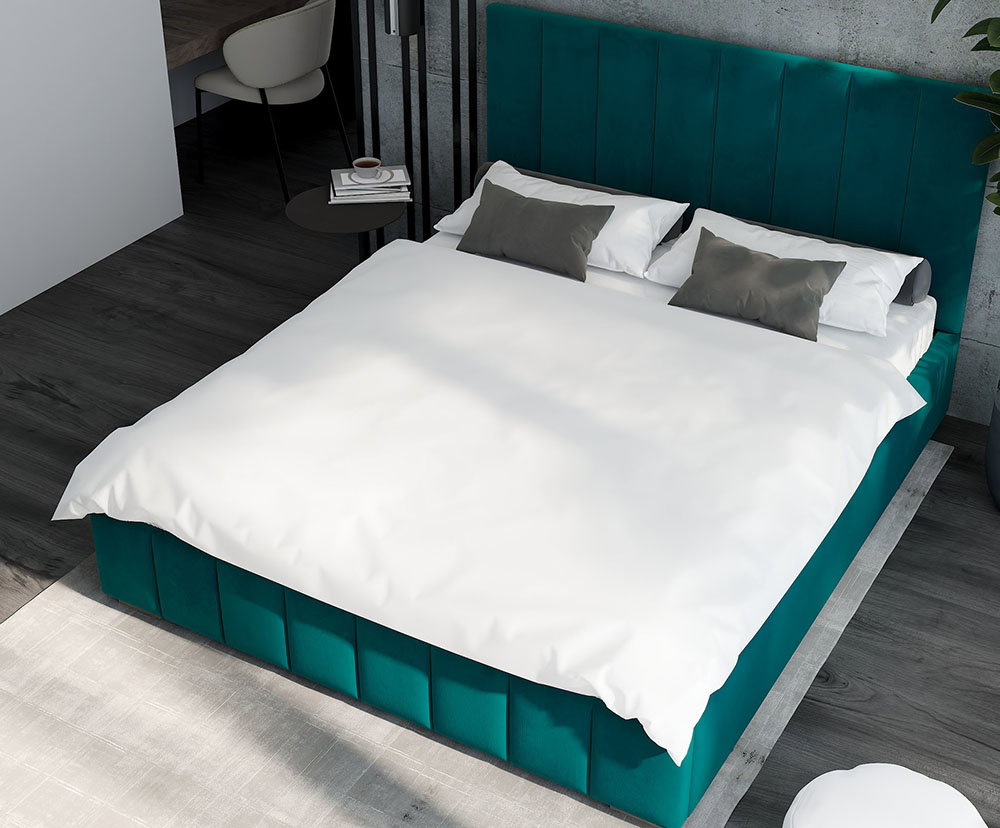 Čalúnená posteľ AUSTIN 180x200cm Tyrkysová Paris s úložným priestorom kovový rošt