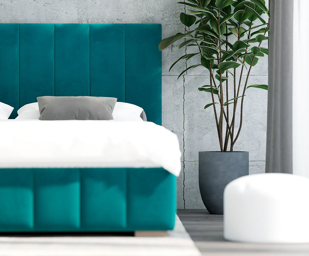 Čalúnená posteľ AUSTIN 180x200cm Tyrkysová Paris s úložným priestorom kovový rošt