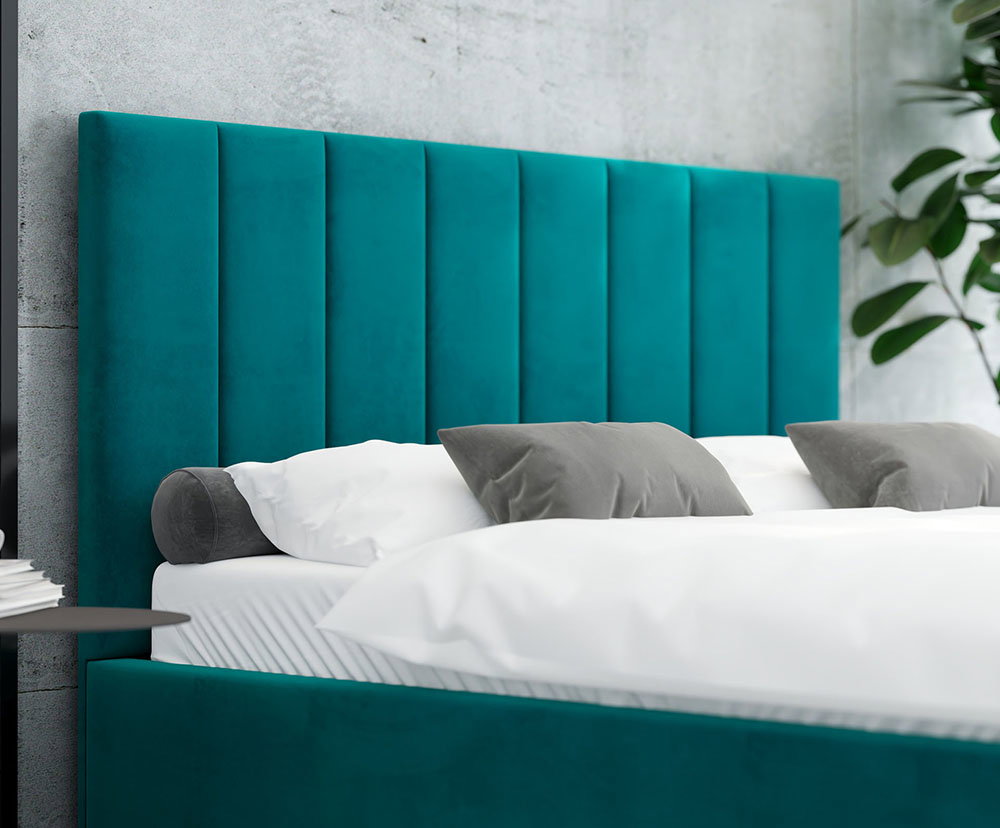 Čalúnená posteľ AUSTIN 180x200cm Tyrkysová Paris s úložným priestorom kovový rošt