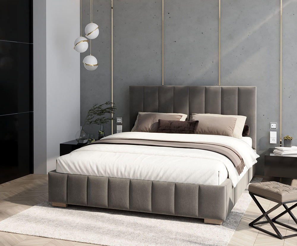 Čalúnená posteľ AUSTIN 90x200cm Tmavo sivá Paris s úložným priestorom kovový rošt