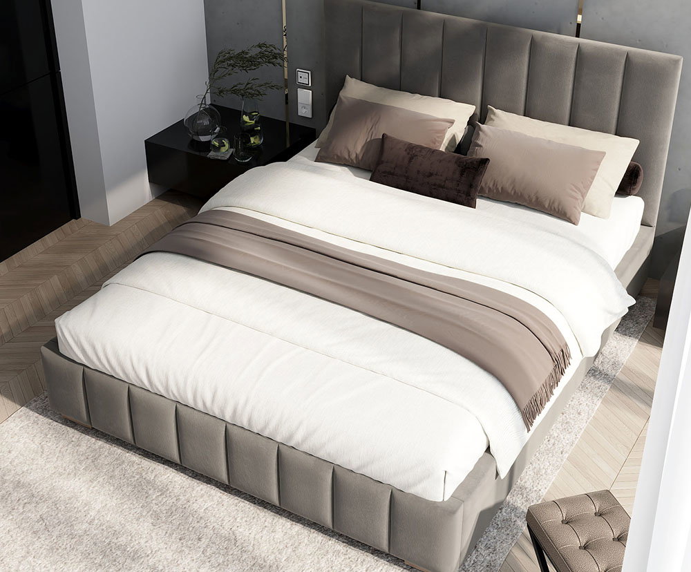 Čalúnená posteľ AUSTIN 180x200cm Tmavo sivá Paris s úložným priestorom kovový rošt