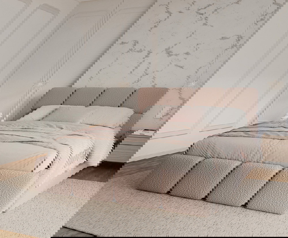 Čalúnená posteľ DELICATO 140x200 cm Ružová Boucle s úložným priestorom kovový rošt