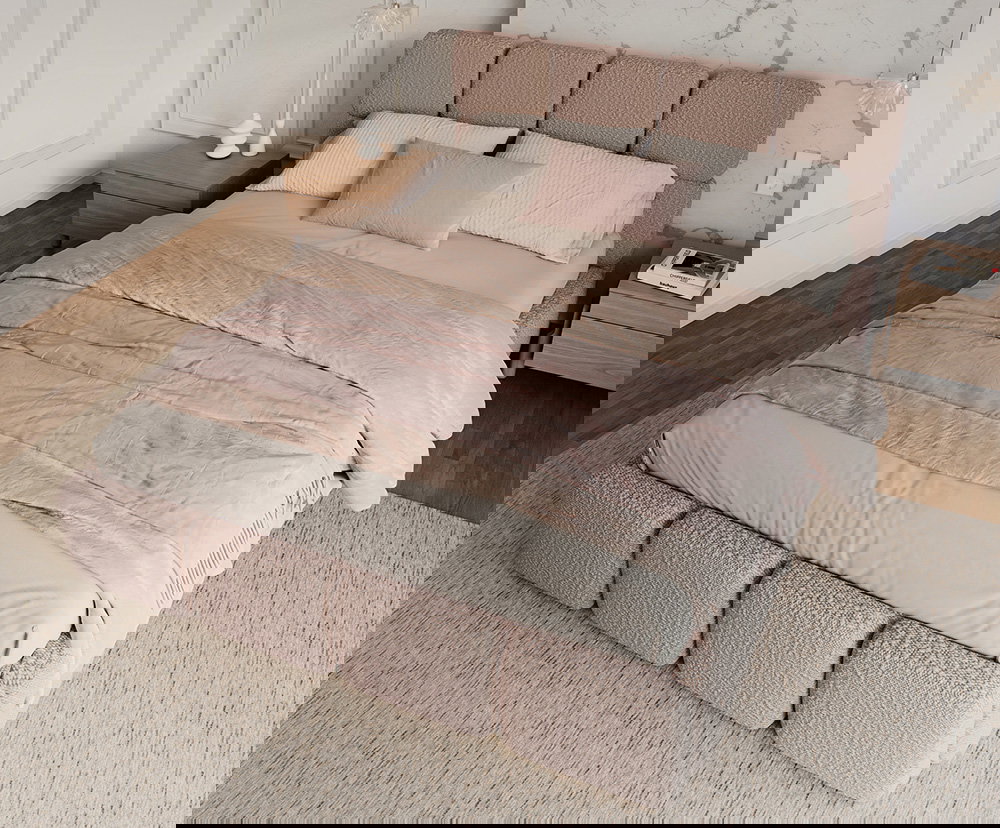 Čalúnená posteľ DELICATO 140x200 cm Ružová Boucle s úložným priestorom kovový rošt