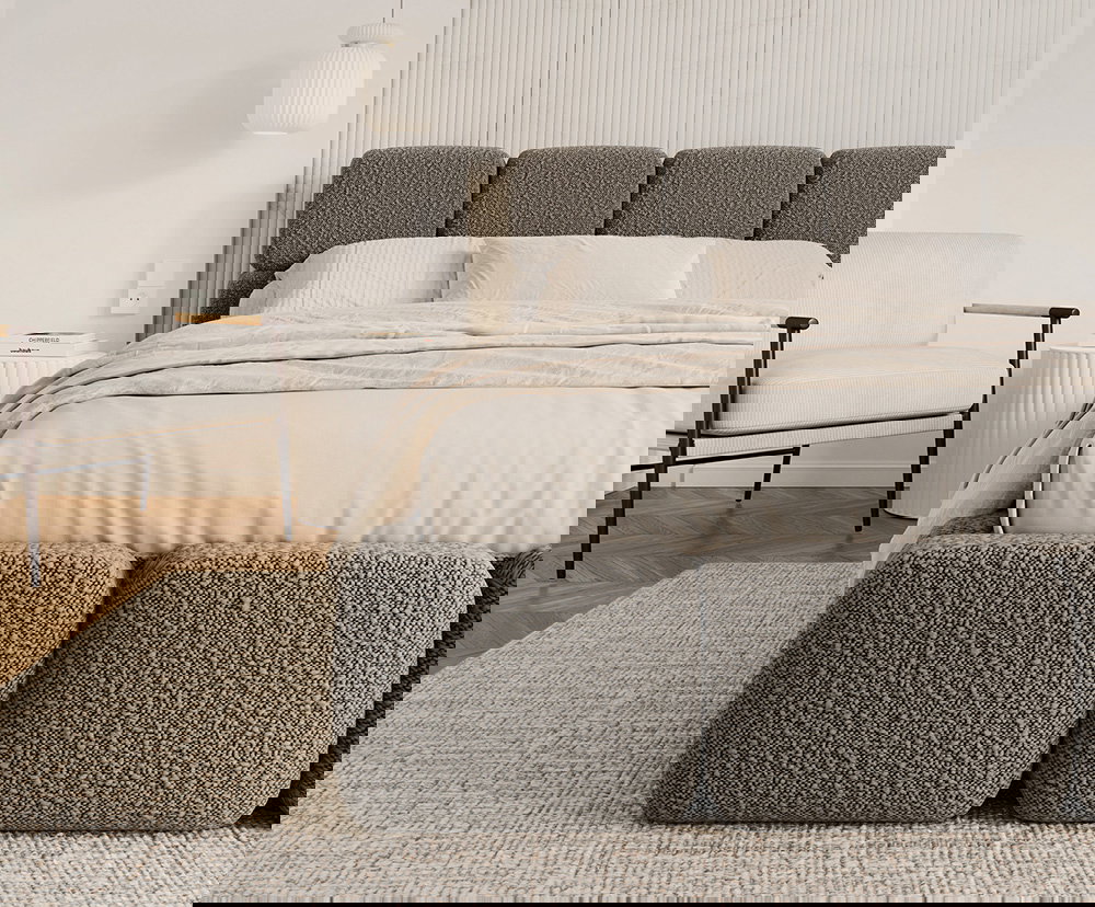 Čalúnená posteľ DELICATO 140x200 cm Grafit Boucle s úložným priestorom kovový rošt