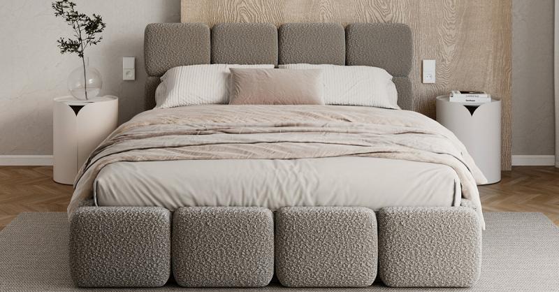 Čalouněná postel DELICATO 160x200 cm Šedá Boucle s úložným prostorem kovový rošt