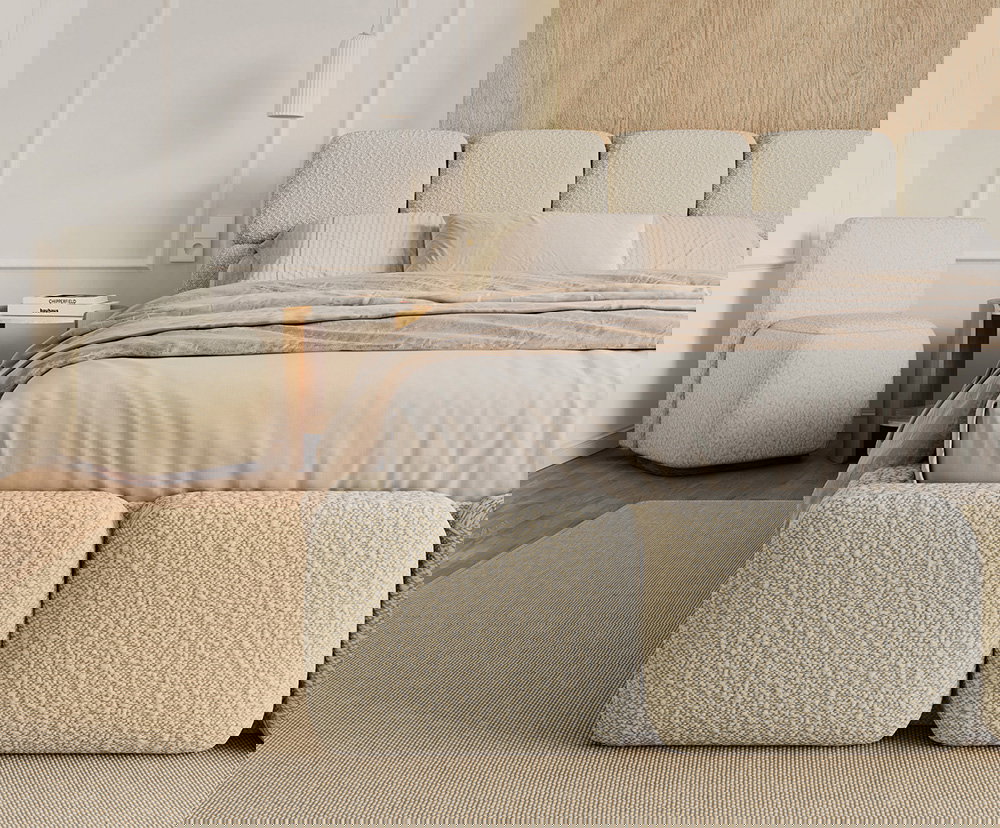 Čalúnená posteľ DELICATO 140x200 cm Béžová Boucle s úložným priestorom kovový rošt