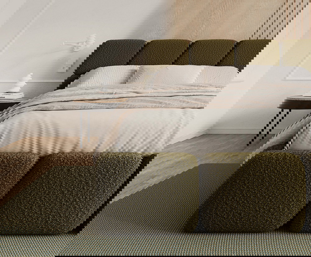 Čalúnená posteľ DELICATO 140x200 cm Zelená Boucle s úložným priestorom kovový rošt