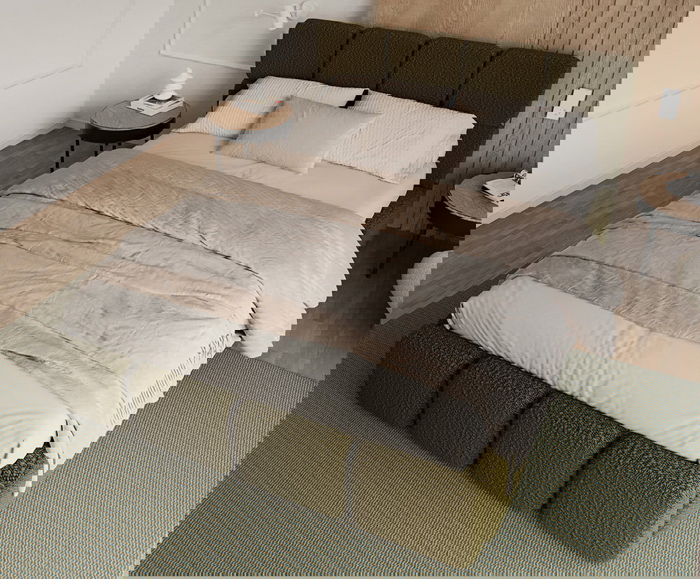 Čalúnená posteľ DELICATO 140x200 cm Zelená Boucle s úložným priestorom kovový rošt