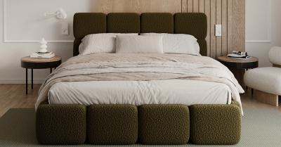 Čalouněná postel DELICATO 160x200 cm Zelená Boucle s úložným prostorem kovový rošt