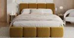 Čalouněná postel DELICATO 160x200 cm Žlutá Boucle s úložným prostorem kovový rošt