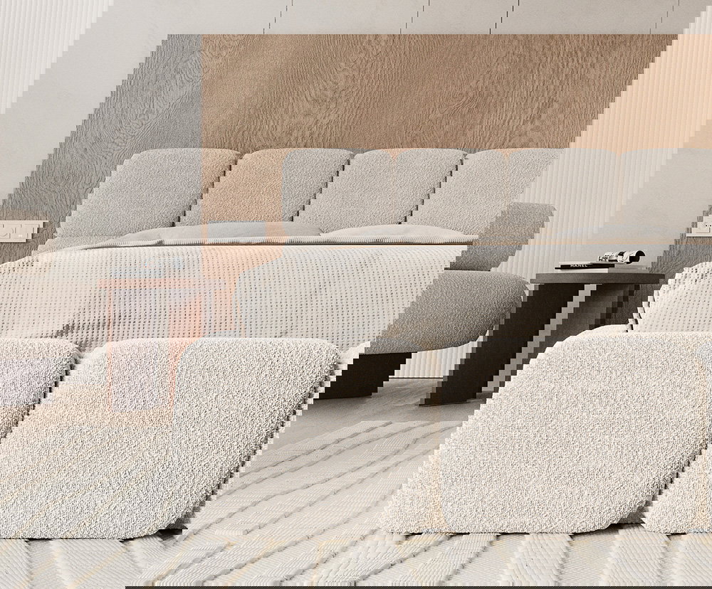 Čalúnená posteľ DELICATO 140x200 cm Biela Cleo s úložným priestorom kovový rošt