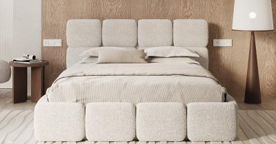 Čalouněná postel DELICATO 180x200 cm Bílá Cleo s úložným prostorem kovový rošt