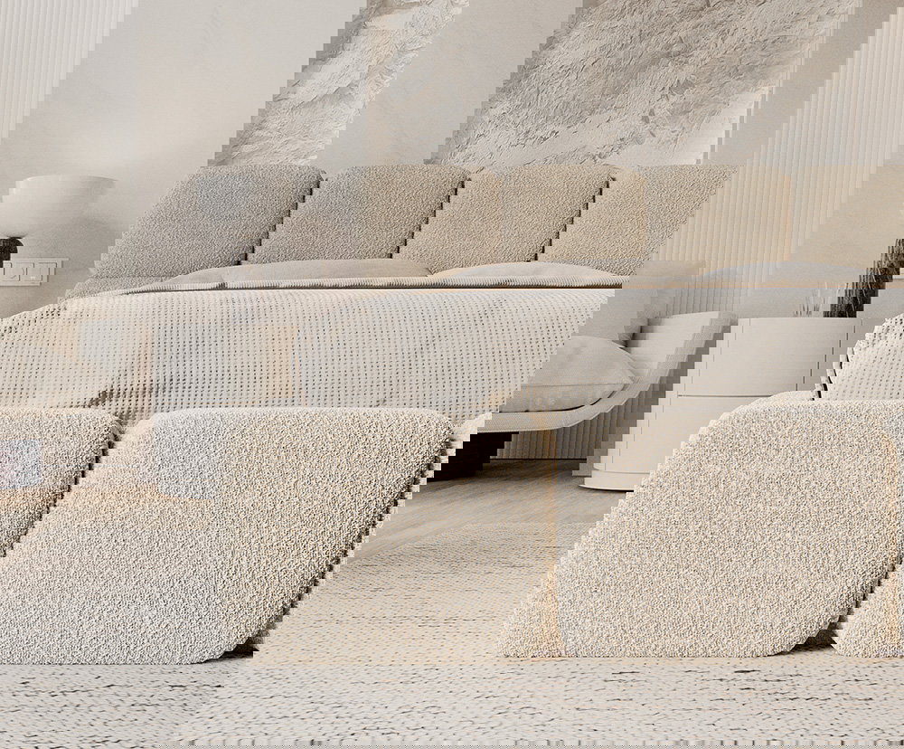 Čalúnená posteľ DELICATO 140x200 cm Krémová Cleo s úložným priestorom kovový rošt