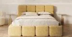 Čalouněná postel DELICATO 180x200 cm Žlutá Cleo s úložným prostorem kovový rošt