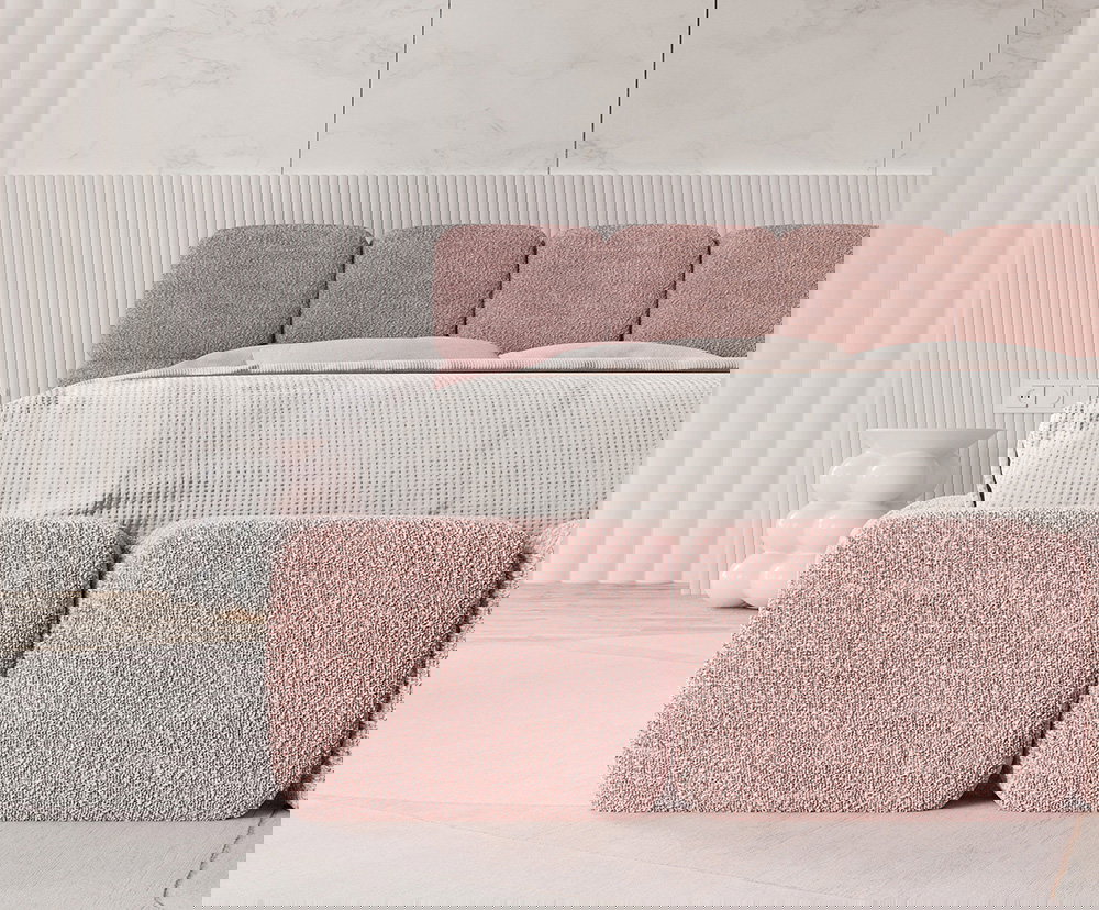 Čalúnená posteľ DELICATO 140x200 cm Ružová Cleo s úložným priestorom kovový rošt