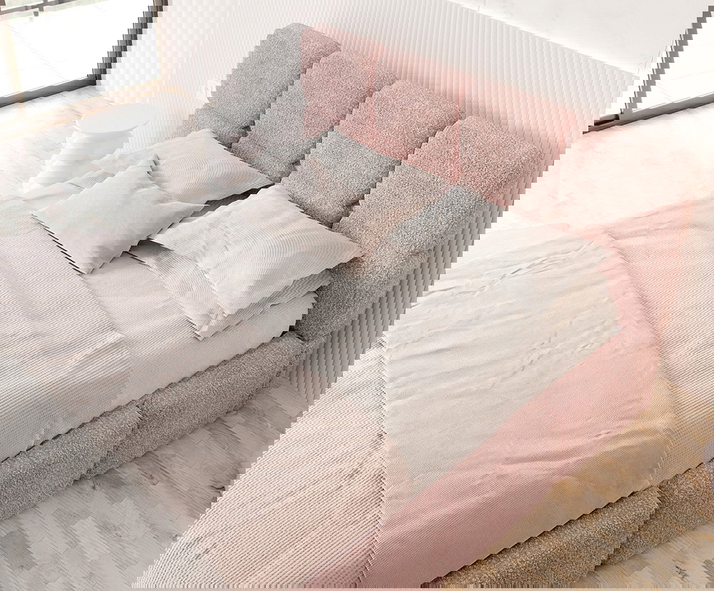 Čalúnená posteľ DELICATO 140x200 cm Ružová Cleo s úložným priestorom kovový rošt