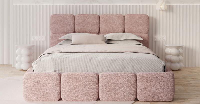 Čalouněná postel DELICATO 140x200 cm Růžová Cleo s úložným prostorem kovový rošt