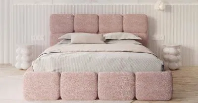 Čalouněná postel DELICATO 160x200 cm Růžová Cleo s úložným prostorem kovový rošt