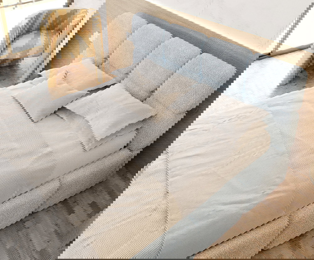 Čalúnená posteľ DELICATO 140x200 cm Tyrkysová Cleo s úložným priestorom kovový rošt