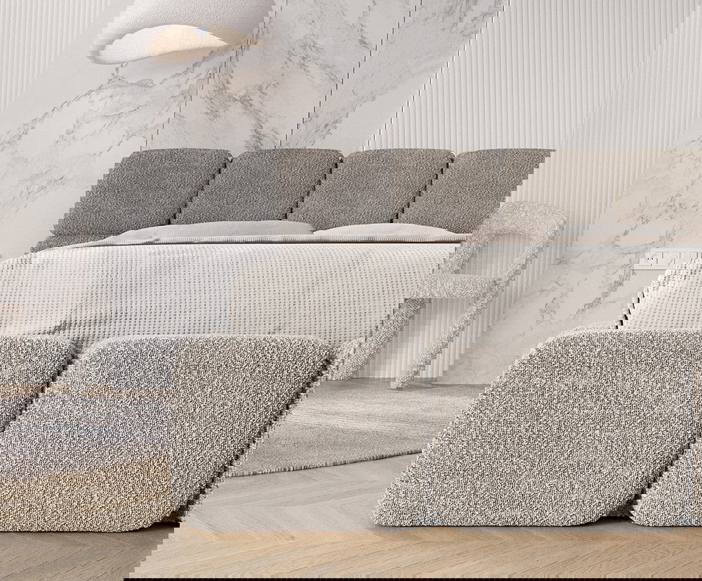 Čalúnená posteľ DELICATO 140x200 cm Sivá Cleo s úložným priestorom kovový rošt