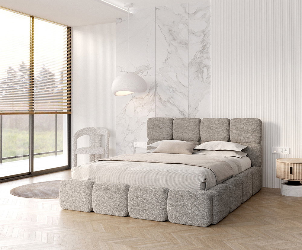 Čalúnená posteľ DELICATO 160x200 cm Sivá Cleo s úložným priestorom kovový rošt